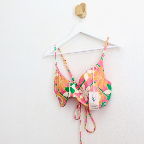 NEW! Kenny Flowers THE ACAPULCO Underwire Bikini Top Pink Green SZ S, DD - Picture 13 of 16